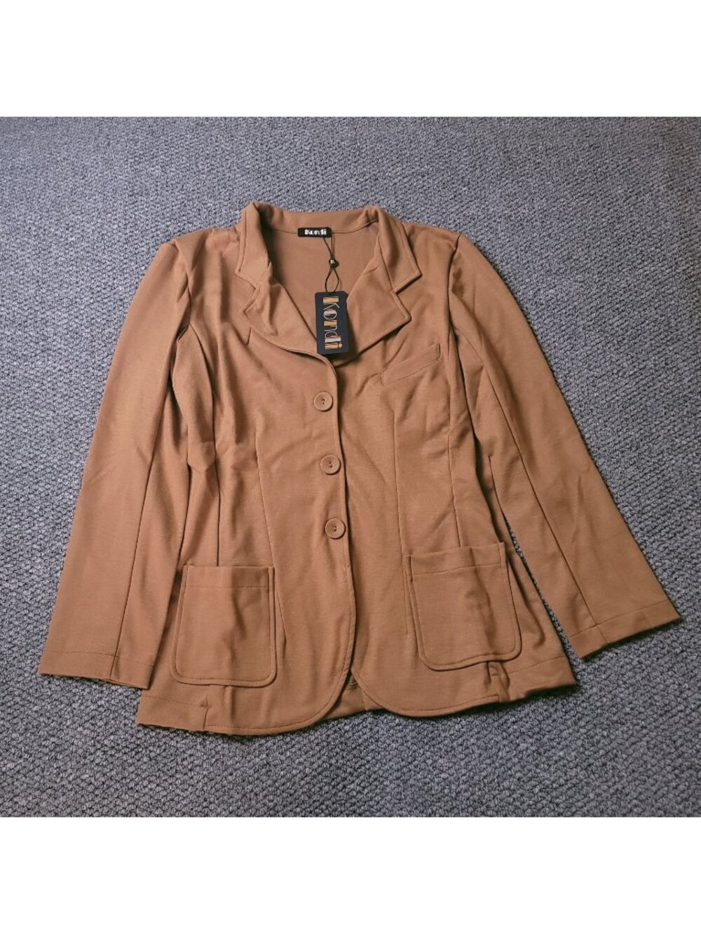 Suzie Kondi Ponte Blazer Womens XL Camel Brown 3 Button Jacket